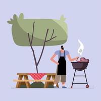 man in bbq-feestje vector