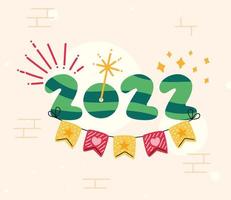 2022 jaar en slingers vector