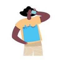 afro vrouw drinkwater vector