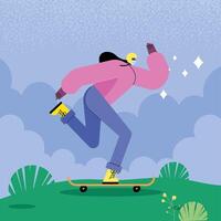 vrouw op skateboard vector