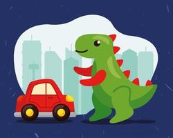 auto en dinosaurus vector