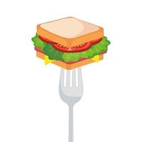 sandwich op vork vector ontwerp