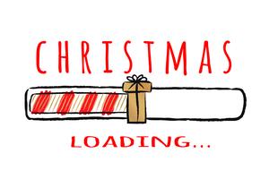 Voortgangsbalk met inscriptie - Christmas loading.in schetsmatige stijl. Vectorkerstmisillustratie voor t-shirtontwerp, affiche, groet of uitnodigingskaart. vector