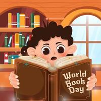 wereldboekendagconcept met kinderen die een boek lezen vector