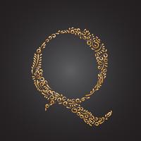 Bloemen Gouden Sierletter Q vector