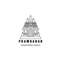lijn kunst ontwerp vector pictogram logo minimalistische illustratie van prambanan tempel in indonesië