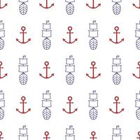 Zeevaart naadloos patroon met anker en schip