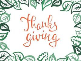 handgetekende happy thanksgiving typografie. kalligrafie belettering vector