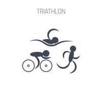 Triatlonsymbool - hardlopen, zwemmen en fietsen mannen. vector