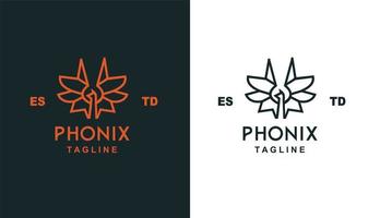 phonix eenvoudig monoline-logo voor merk en bedrijf vector