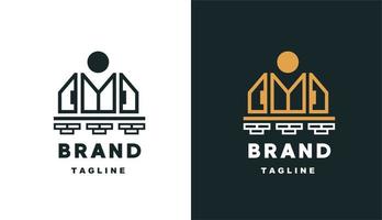 onroerend goed monoline eenvoudig logo voor merk- en bedrijfsonroerend goed vector