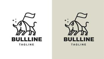 bull line minimalis, dier eenvoudig taurus-logo voor merk en bedrijf vector