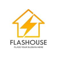 flash huis vector logo sjabloon. dit ontwerp gebruik thuis en donder symbool. geschikt voor industrieel.