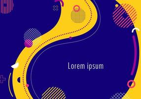 abstracte achtergrond vloeibare organische vormen dynamische golven en geometrische cirkels, lijnen elementen op blauwe achtergrond vector