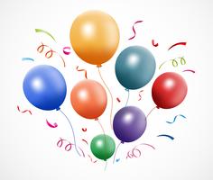 Kleurrijke verjaardag met ballon en confetti vector