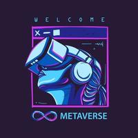 welkom metaverse futuristisch vectorlogo, posterillustratie met moderne kleur vector