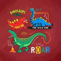 dinosaurussen cartoon vectorillustratie voor jongens t-shirt of poster vector