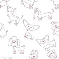 naadloze schattige hond schets cartoon patroon vector