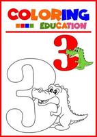 kleurnummer drie voor het leren van kinderen vector