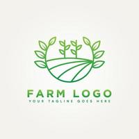 eco boerderij minimalistische lijntekeningen badge logo-ontwerp vector