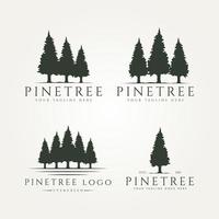 set bundel van pijnboom landschap vintage logo vector