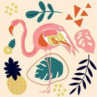 roze flamingo's. bezet met flamingo's. exotische vogels. voorraad vectorillustratie met paradijsvogels. vector