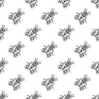 illustratie set van schattige insecten zwarte lijntekeningen, vector naadloze patroon op witte achtergrond
