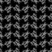 illustratie set van schattige insecten witte lijntekeningen, vector naadloze patroon op zwarte background