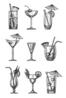 vector hand getekende collectie cocktails op witte achtergrond.