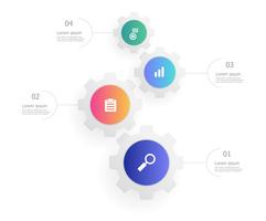 tandwiel versnellingen wielen verticale infographics 4 stappen vector