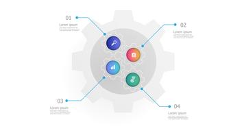 tandwiel versnellingen wielen verticale infographics 4 stappen vector