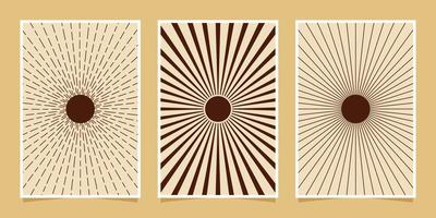 abstracte minimalistische composities wanddecoratie in de stijl van het midden van de eeuw met cirkels en booglijnen vector