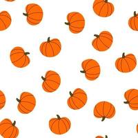pompoen naadloze patroon vectorillustratie. squash groente in cartoon handgetekende vlakke stijl voor Thanksgiving, Halloween, herfst oogst ontwerp. vector