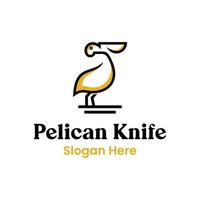 pelikaan logo-ontwerp gecombineerd met mes vector