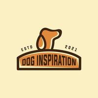 schattige hond logo ontwerp inspiratie. in de stijl van badge retro vintage rustieke westerse hipster vector