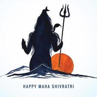 hand tekenen heer shiva vakantie maha shivratri kaart achtergrond vector