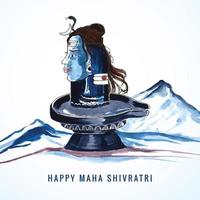 maha shivratri-festival met shiv ling-vakantiekaartachtergrond vector