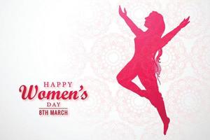 gelukkige vrouwendag voor dansende meisjeswenskaartachtergrond vector