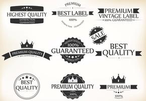 Premiumkwaliteits- en garantieetiketten met retro vintage-stijl vector