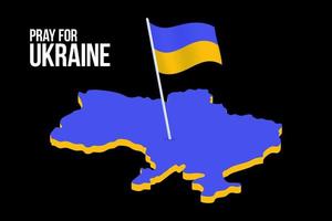 bid voor Oekraïne concept illustratie met nationale vlag, hand en kaart. Oekraïense vlag bidden concept vectorillustratie. bid voor vrede, stop de oorlog tegen oekraïne