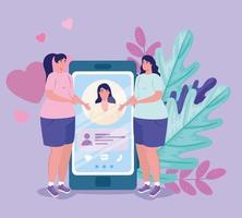 vrouwen met smartphone vector ontwerp chatten