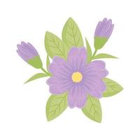 paarse bloemen met bladeren vector ontwerp