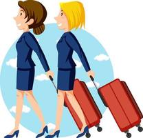 stewardess reizen vakantie thema met bagage vector