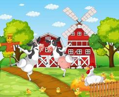scène met boerderijdier op de boerderij vector