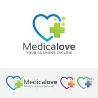 medische liefde vector logo ontwerpsjabloon