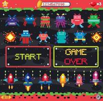 retro pixel ruimte game-interface vector