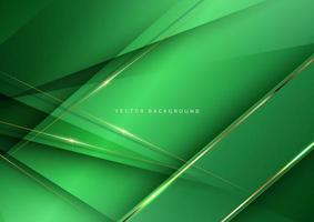 abstracte luxe groene elegante geometrische diagonale overlay laag achtergrond met gouden lijnen. vector