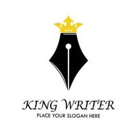 koning schrijver logo ontwerp sjabloon illustratie. geschikt voor onderwijs, media, app, website, label, merk etc vector