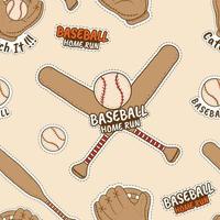 naadloos patroon van handgetekende honkbal vector