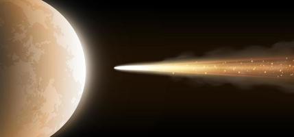 geel licht meteoren of kometen gaan naar de wereld vector